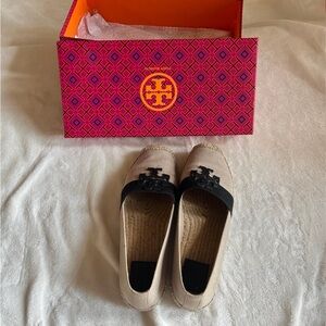 Tory Burch Black and Tan Espadrilles with Classic Design